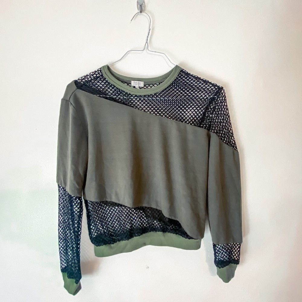 Army green mesh long sleeve